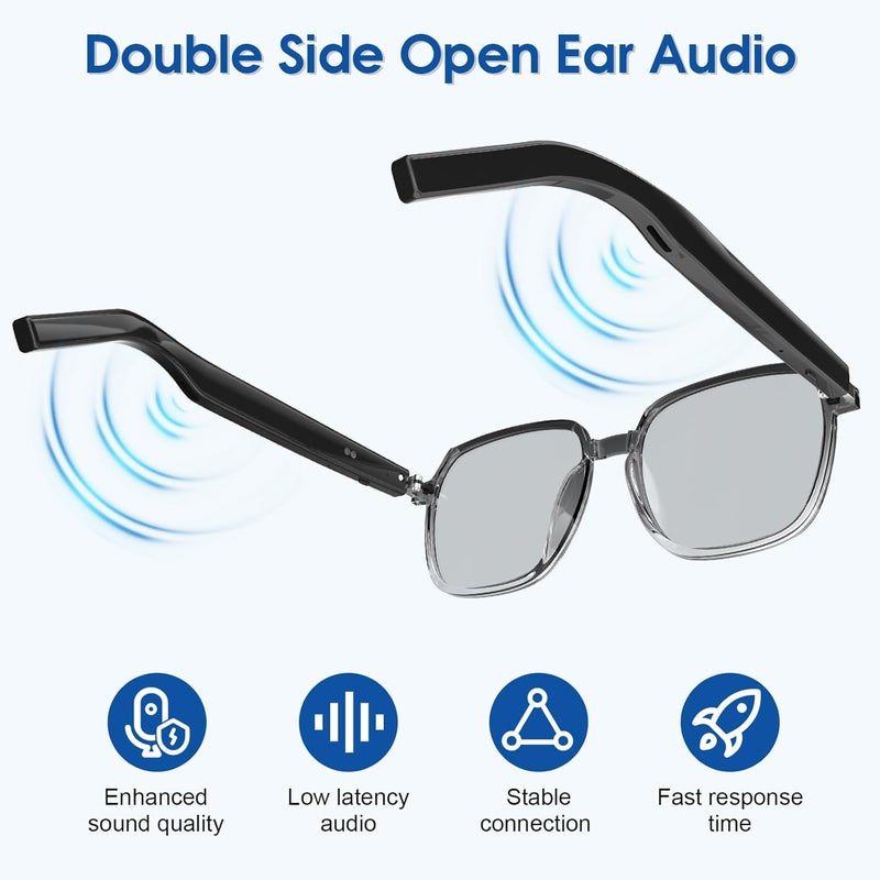 LVTEL Smart Glasses, BluetoothSunglasses Photochromic Lenses & Blue Light Blocking-Wireless Eyewear for Calls, Music Voice Assistant-Lightweight Frame for Work Indoor, Outdoor - Image 3